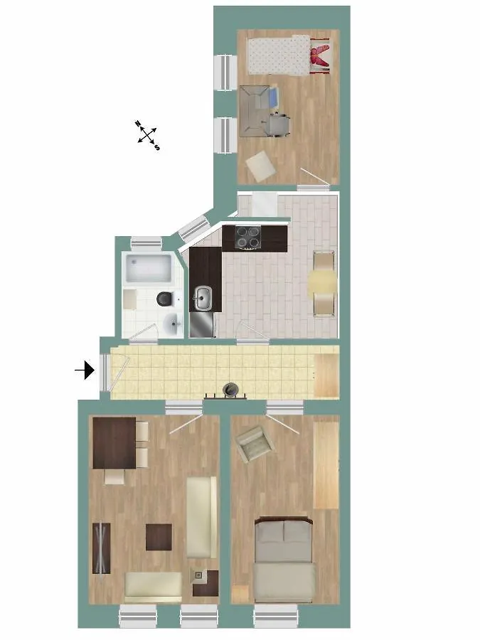 Appartamento 3 Zimmer Mobiliert Nahe Zentrum/3 Room Furnished Near Center Norimberga Germania